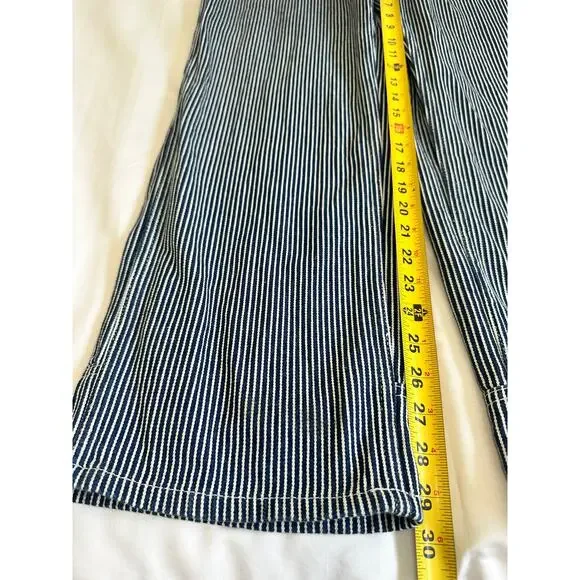 Dickies Stripe Overalls Womens Medium Railroad Bib Carpenter Wide Leg Denim - Picture 5 of 8